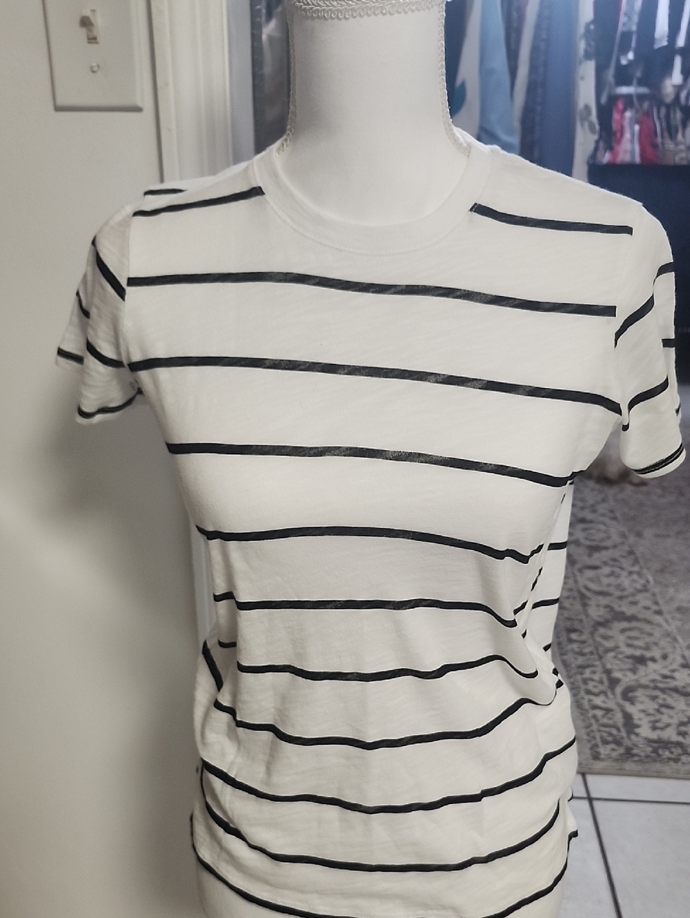 Classic White Tee with Black Stripes